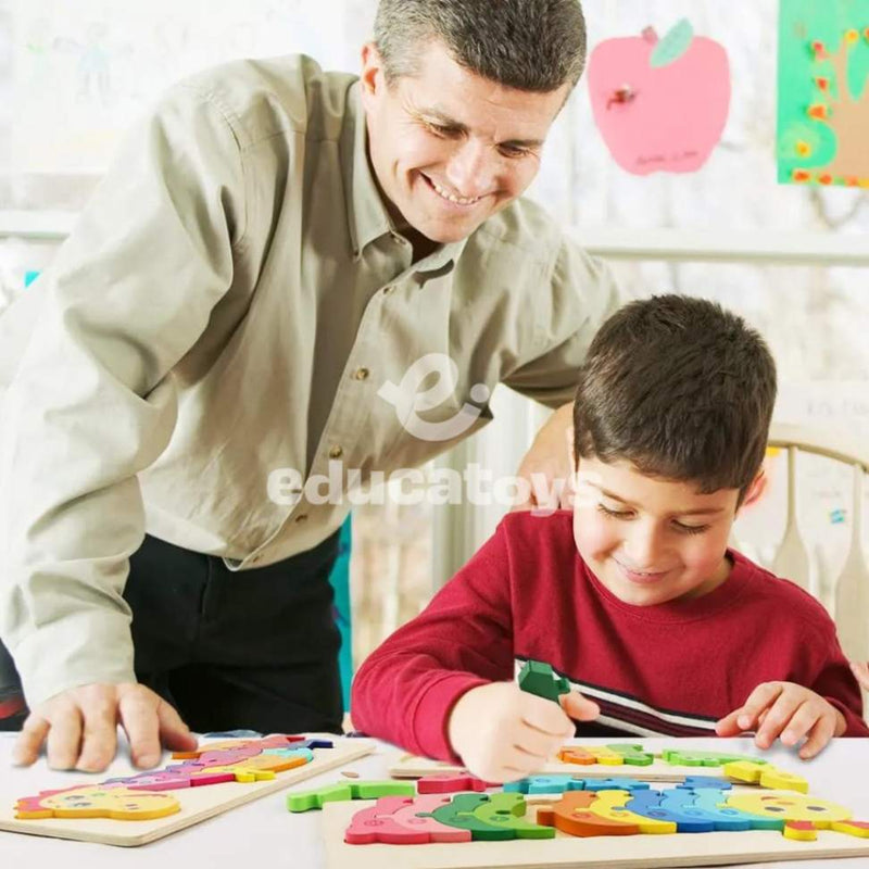 Quebra-Cabeça de Madeira Montessori Animais