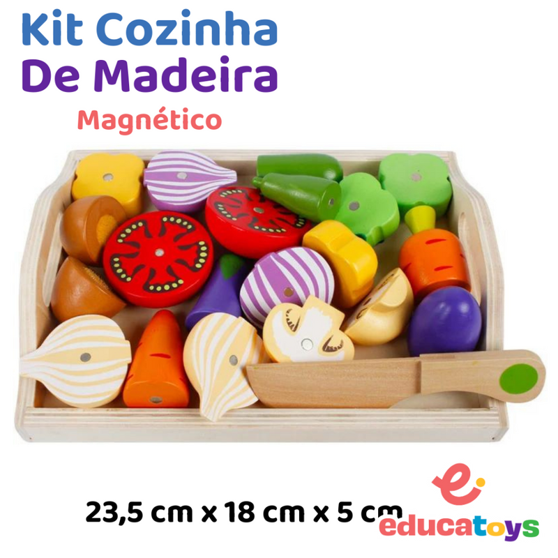 Kit Cozinha Montessori em madeira com ímã