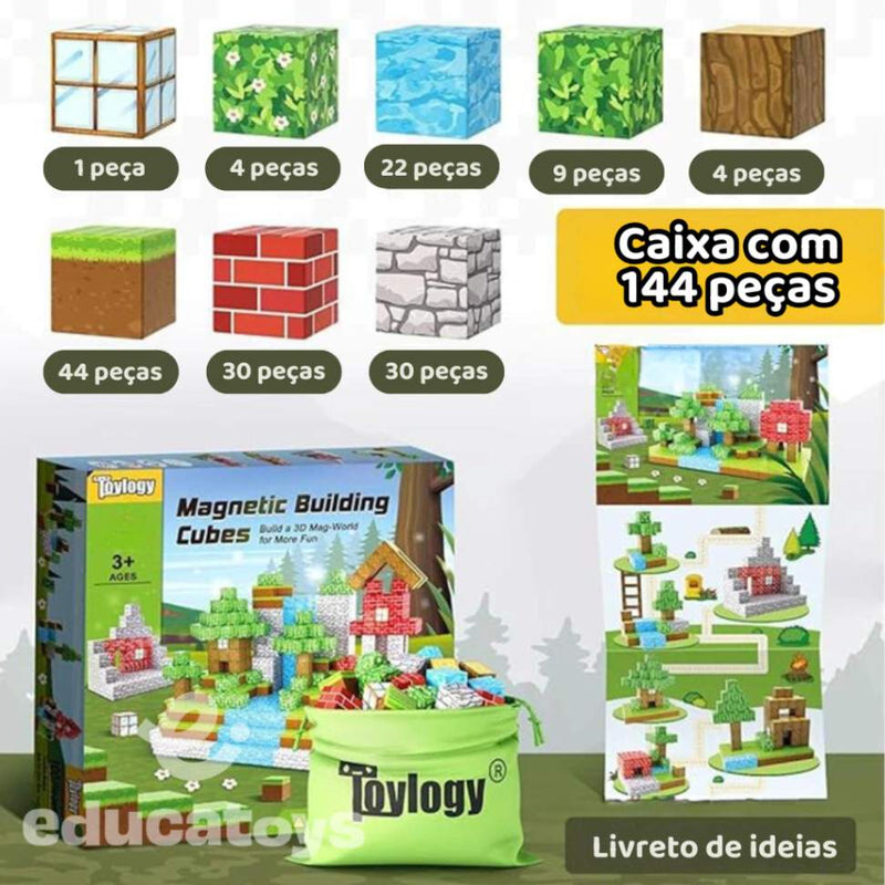 Blocos de Construção Magnética Minecraft - 48/64/75/100/144 peças.