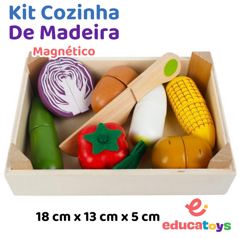 Kit Cozinha Montessori em madeira com ímã