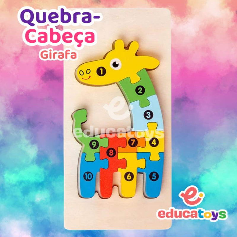 Quebra-Cabeça de Madeira Montessori Animais