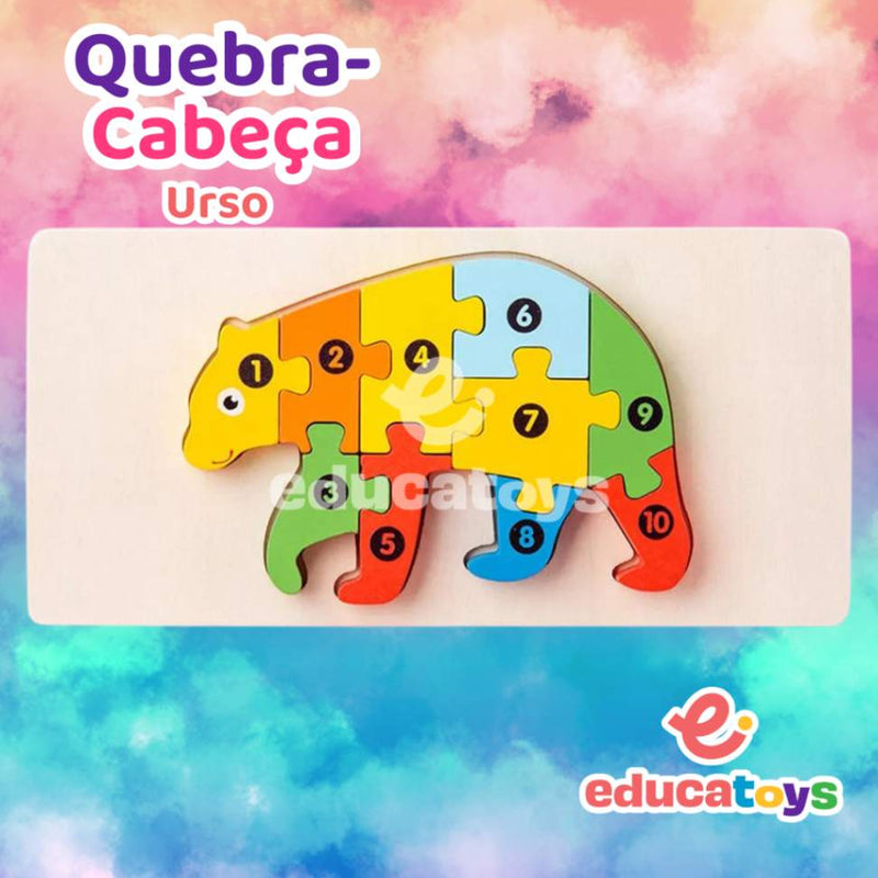 Quebra-Cabeça de Madeira Montessori Animais