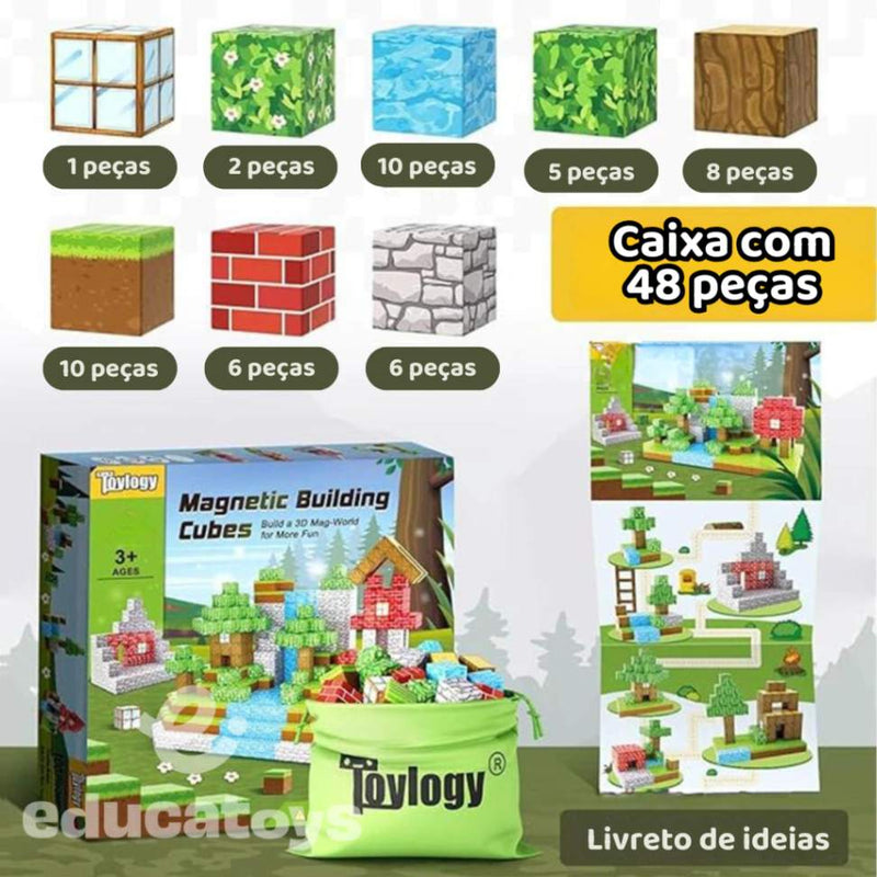 Blocos de Construção Magnética Minecraft - 48/64/75/100/144 peças.