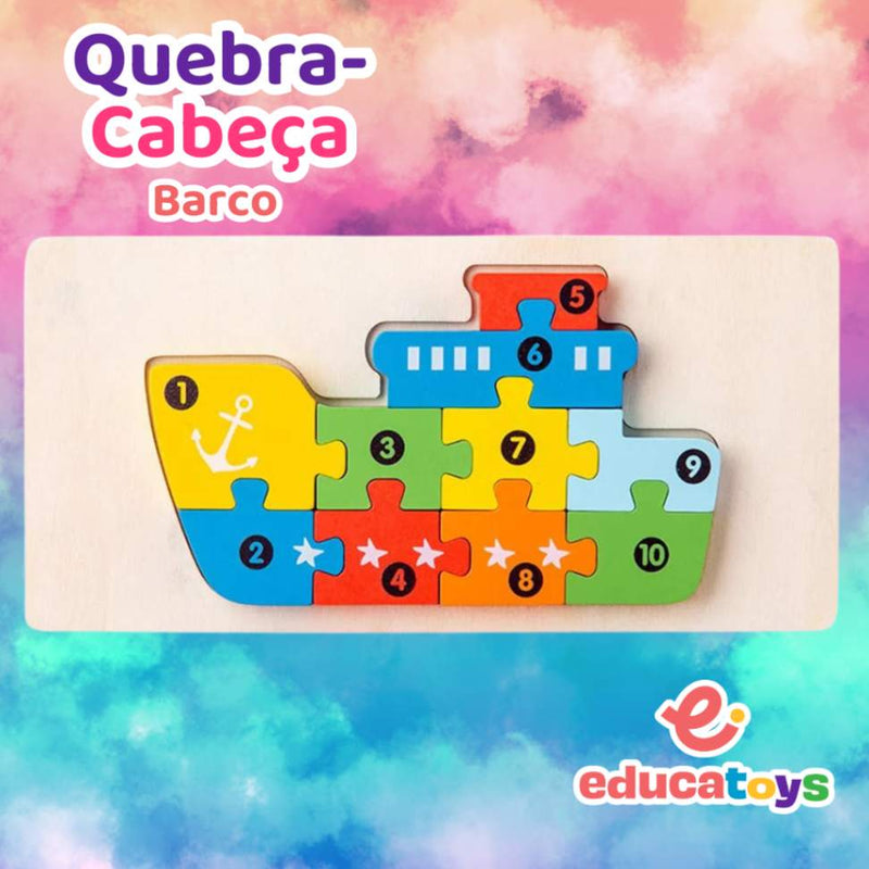Quebra-Cabeça de Madeira Montessori Animais
