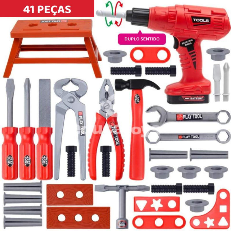 Conjunto de Ferramentas Infantil + furadeira elétrica
