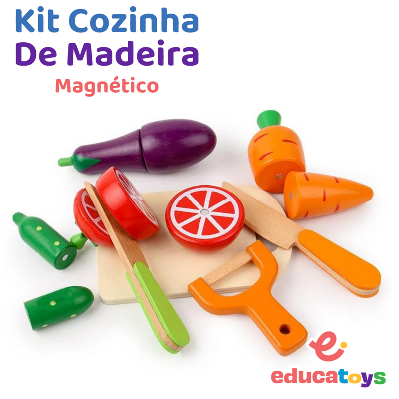 Kit Cozinha Montessori em madeira com ímã