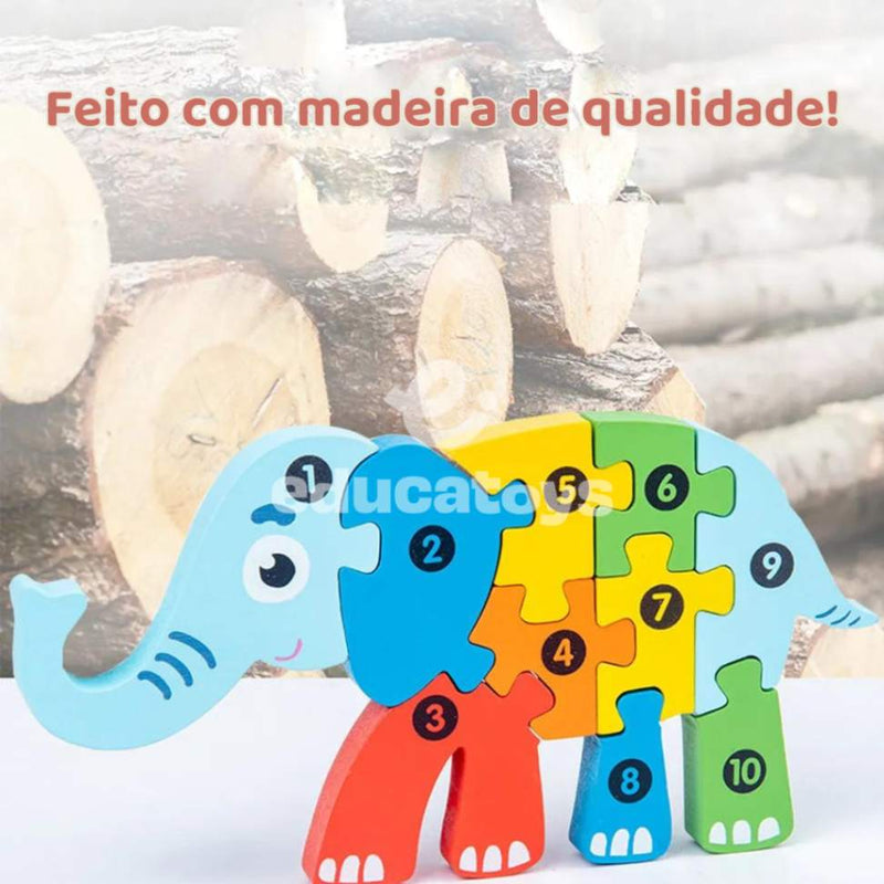Quebra-Cabeça de Madeira Montessori Animais