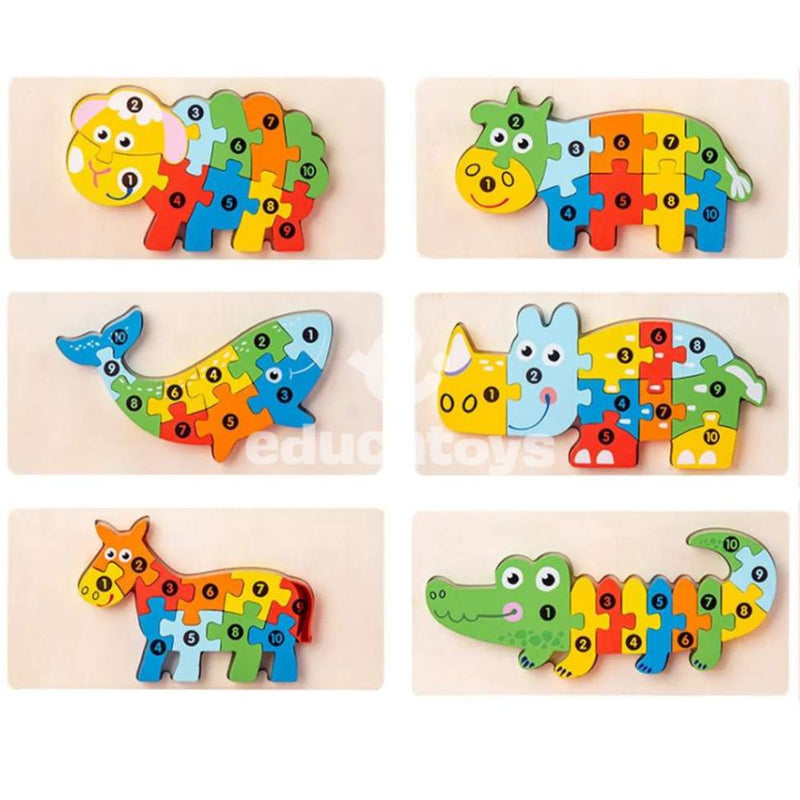 Quebra-Cabeça de Madeira Montessori Animais